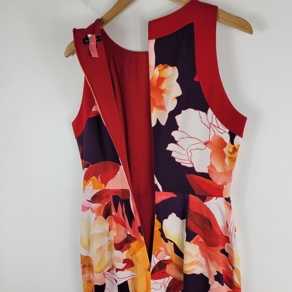 Black Halo Rohan Watercolor Floral Sleeveless Pencil Midi Sheath Dress 8 - Picture 10 of 13